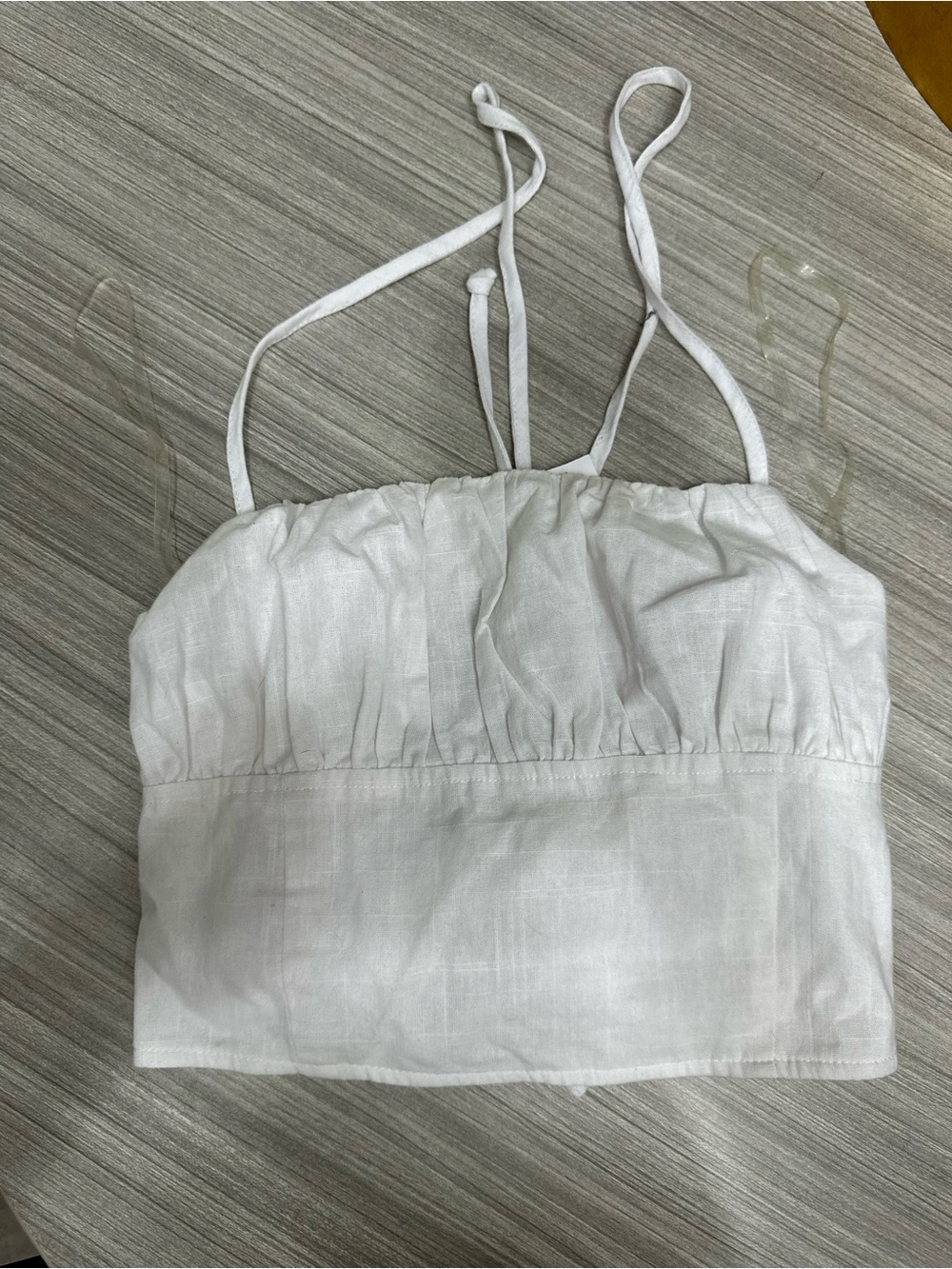 Classic White Linen Strappy Crop Top